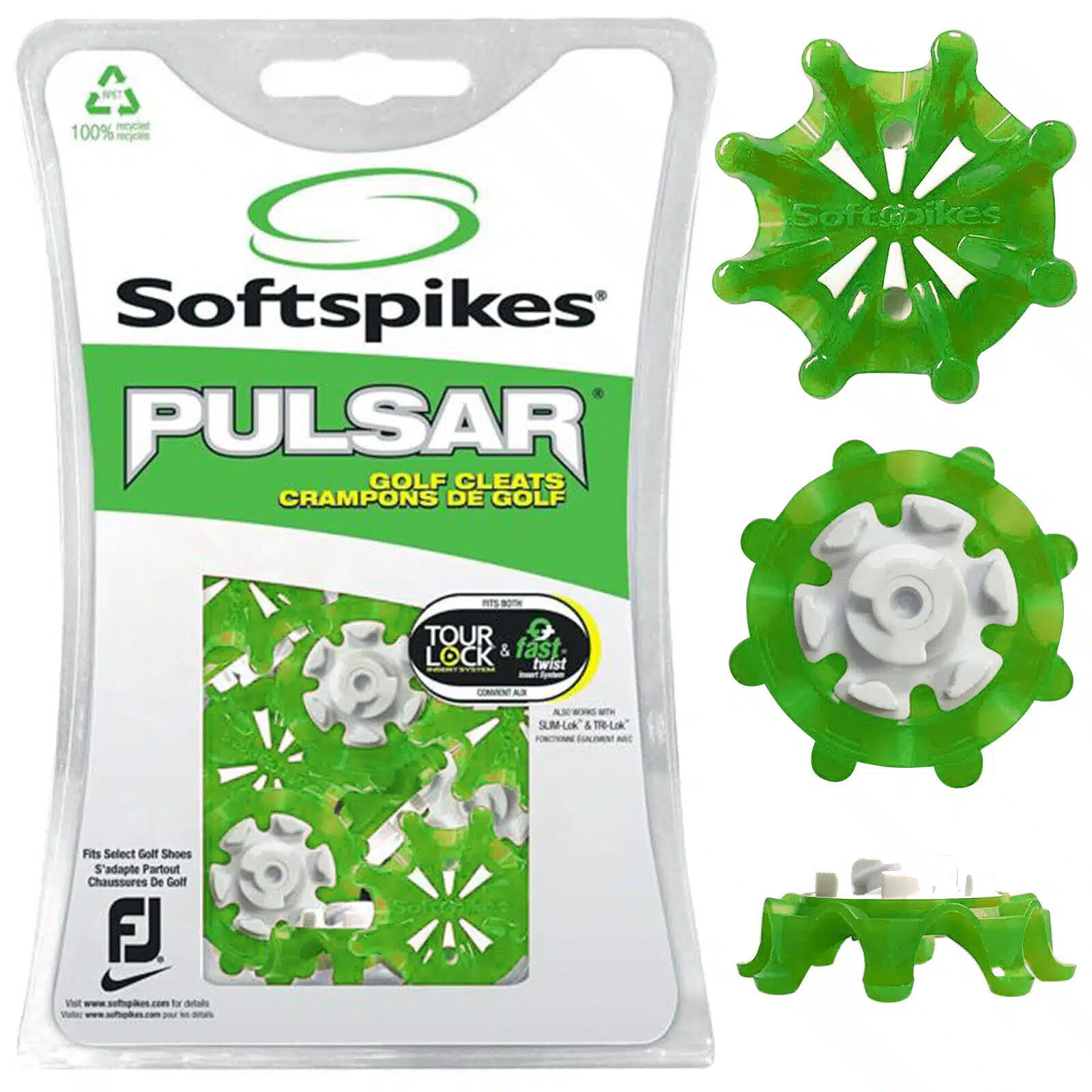 Softspikes Pulsar Golf Cleats Fast Twist® 3.0 Slime Green - Image 2