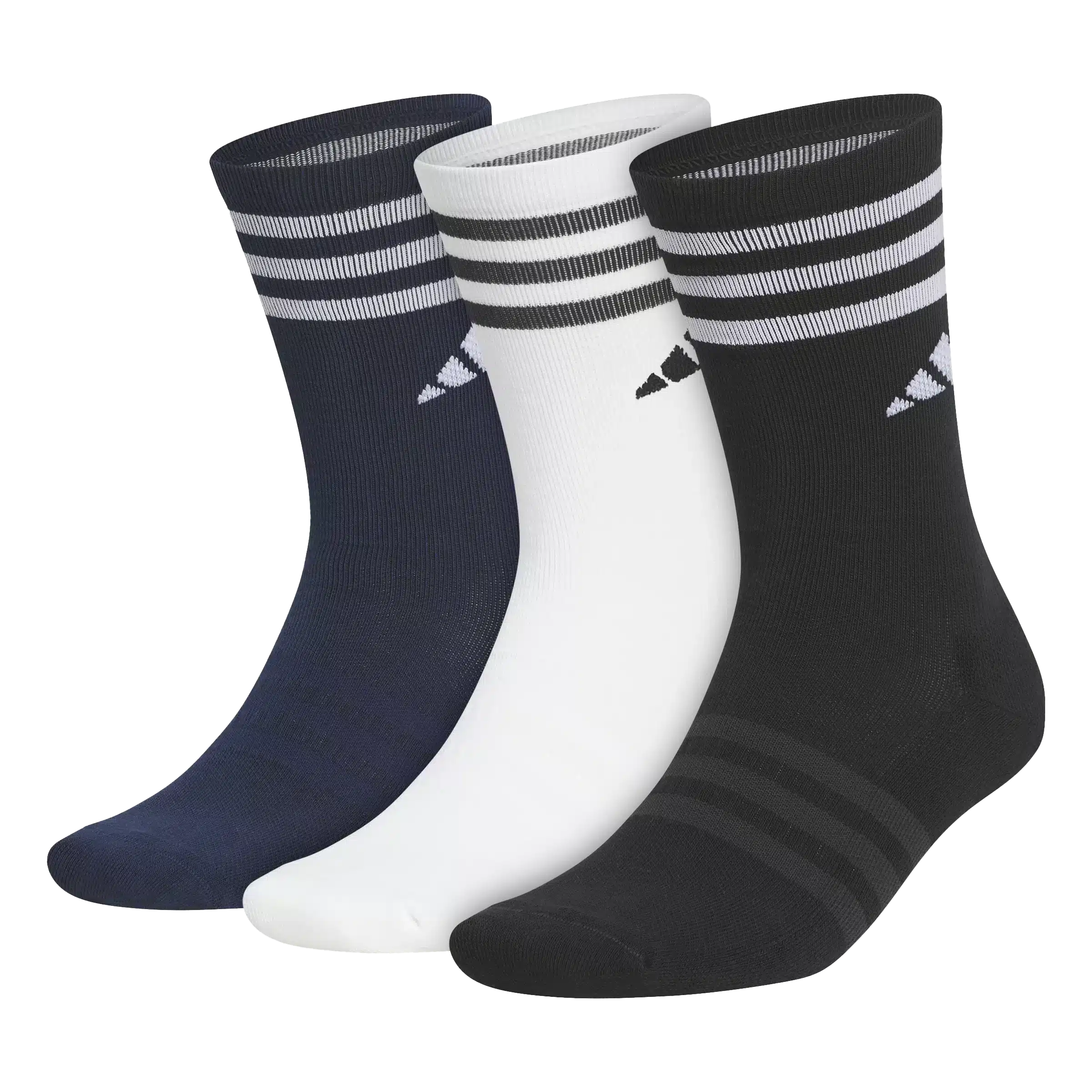 adidas Golf Socks Three Stripe Crew – 3 Pack – Black/Navy/White