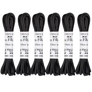 Black 6 Pack Replacement Waxed Laces for adidas Golf Shoes 75cm (Round)